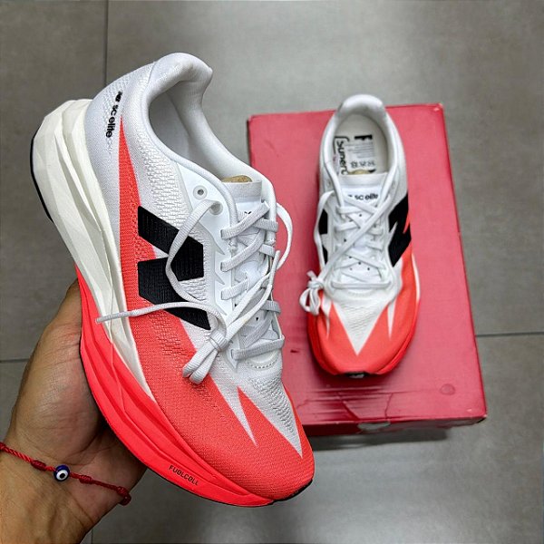 TÊNIS NEW BALANCE FUELCELL SUPERCOMP ELITE V5 URGENT RED WHITE BLACK FEMININO (COMPLETO)