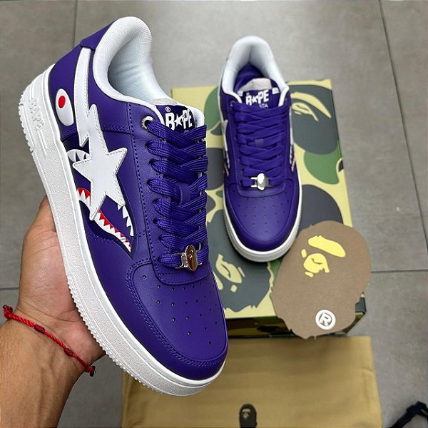 TÊNIS A BATHING APE BAPE STA SHARK #2 PURPLE (COMPLETO)