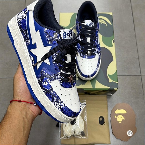 TÊNIS SSENSE X A BATHING APE BAPE STA BLUE SNAKESKIN (COMPLETO)