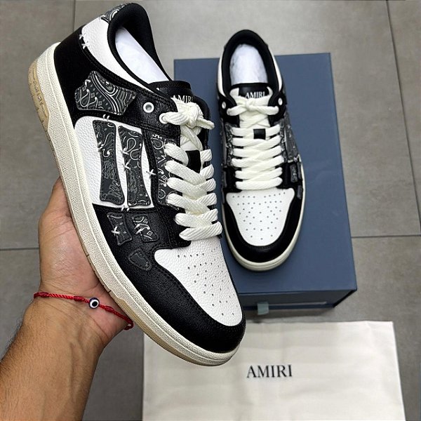 TÊNIS AMIRI SKEL TOP LOW BLACK WHITE BANDANA (COMPLETO)