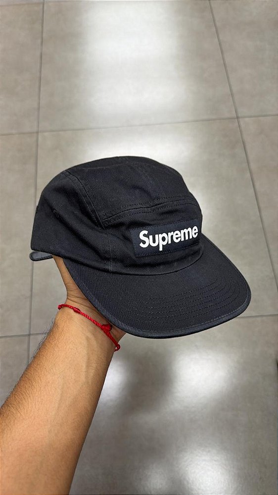 BONÉ SUPREME WASHED CHINO TWILL CAMP BLACK SS26-W1