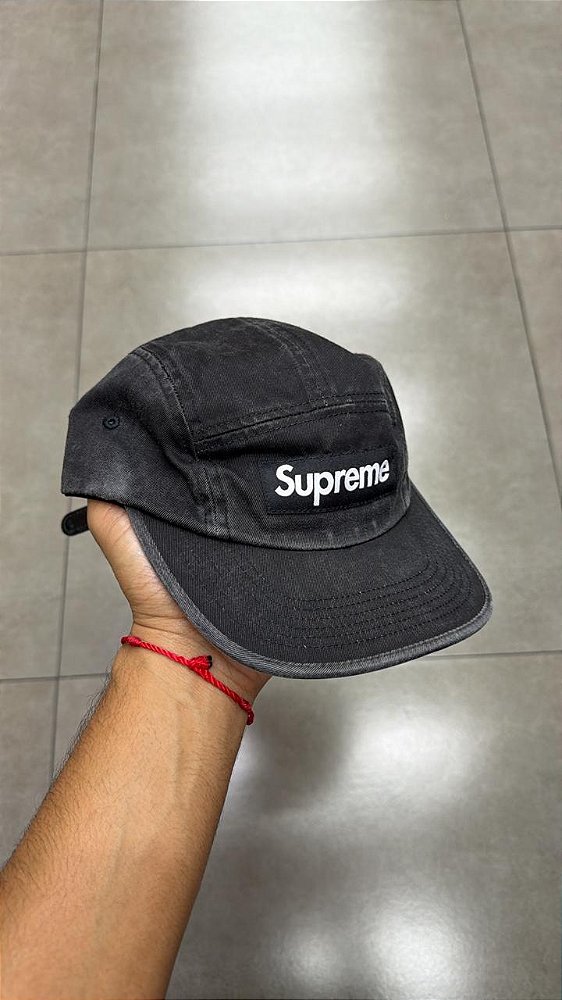BONÉ SUPREME WASHED CHINO TWILL CAMP BLACK (SS25)