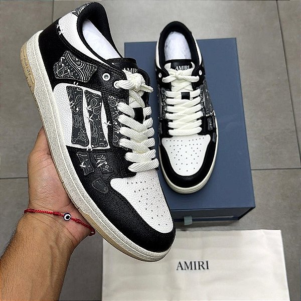 TÊNIS AMIRI SKEL TOP LOW BLACK WHITE BANDANA (COMPLETO)