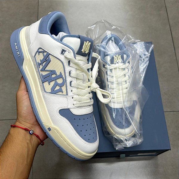 TÊNIS AMIRI CLASSIC LOW WHITE BLUE (COMPLETO)