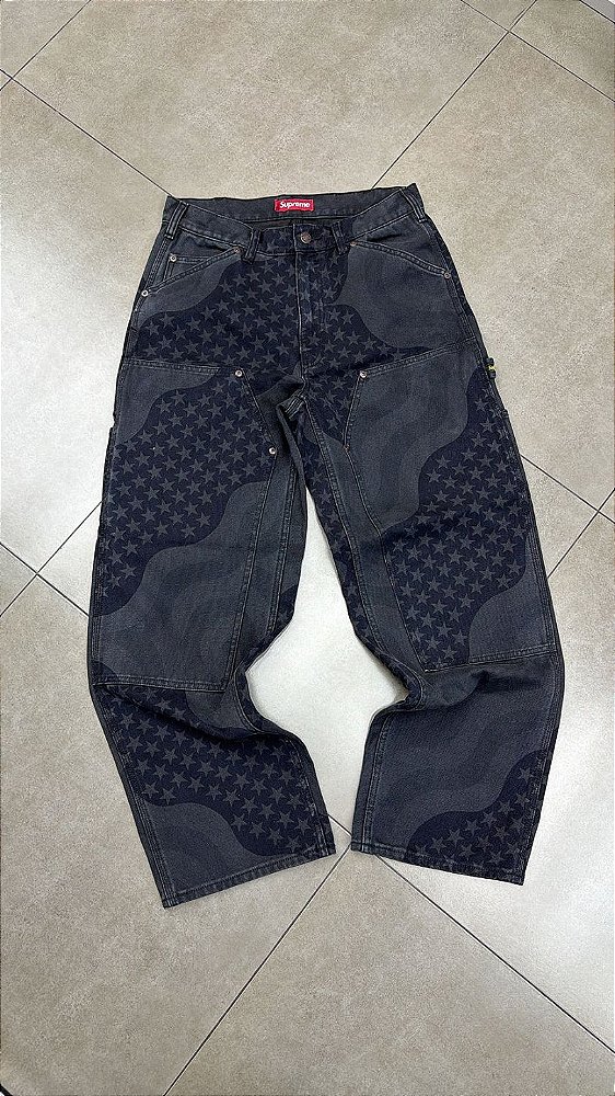 CALÇA SUPREME FLAG DOUBLE KNEE PAINTER BLACK SS26-W5