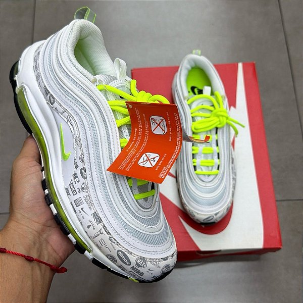 TÊNIS NIKE AIR MAX 97 GS JUST DO IT WHITE VOLT (COMPLETO)