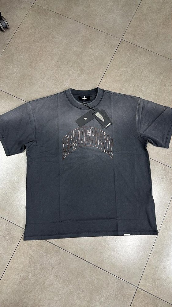 CAMISETA REPRESENT EMBELLISHED STTUDED LOGO STAINED BLACK