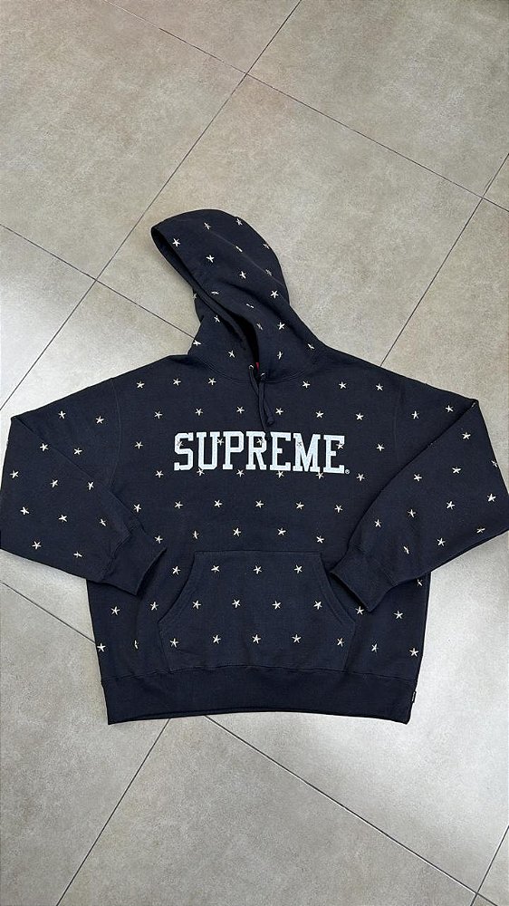 MOLETOM SUPREME STARS STUDDED HOODED BLACK FW25-W10