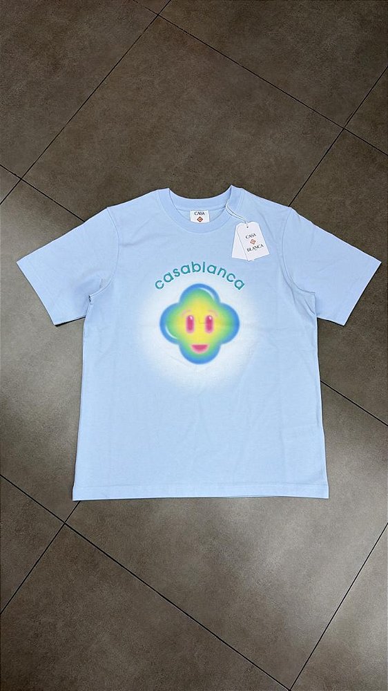 CAMISETA CASABLANCA SMILEY LOGO LIGHT BLUE