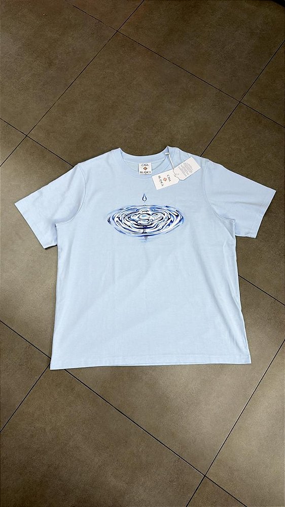 CAMISETA CASABLANCA DRIP LOGO PALE BLUE