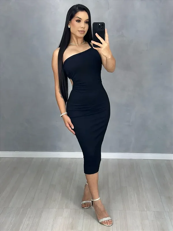 Vestido Feminino Taís Ribaninha Aberturas Laterais - Tamanho Único