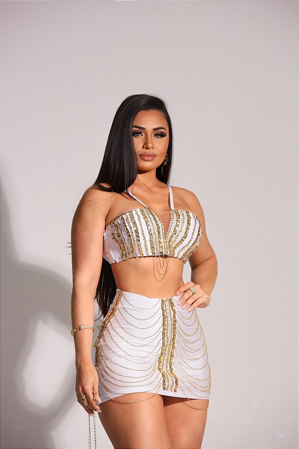 Conjunto Gold White