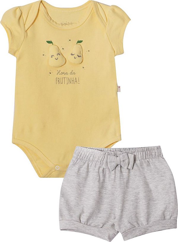 CONJUNTO BODY E SHORT BEBE MENINA - 2472- NINI E BAMBINI