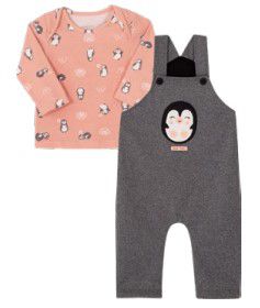 CONJUNTO BLUSA E JARDINEIRA MENINA PINGUIM 2992 NINI BAMBINI