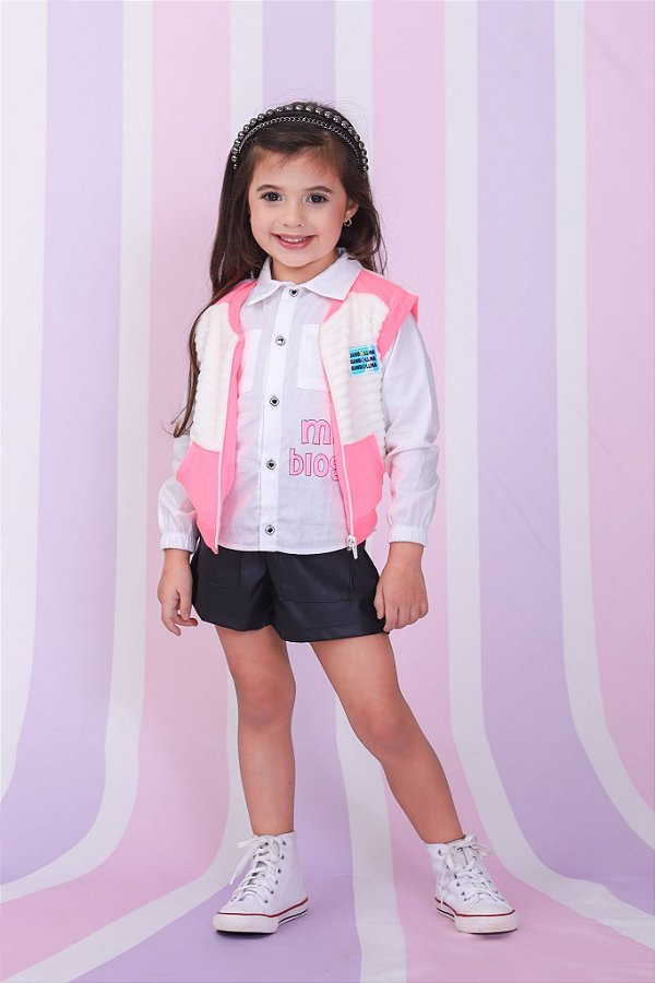 SHORT DE COURO PRETO 1076 BAMBOLLINA