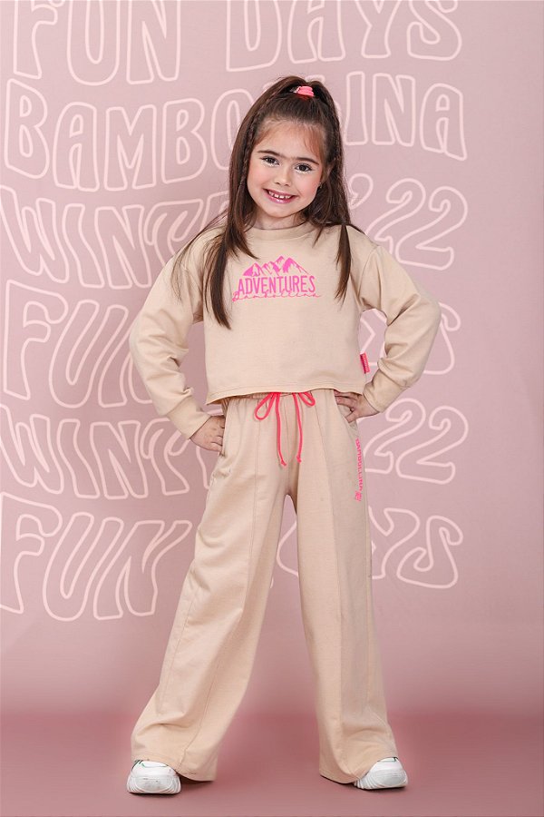 MOLETOM COM SILK AVENTURES ROSA NEON 1163 BAMBOLLINA