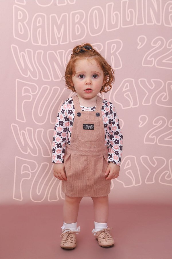 CONJUNTO BODY COM ESTAMPARA FLORAL E SALOPETE 1193 BAMBOLLINA