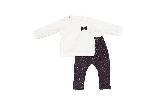 CONJUNTO BEBE CASACO BRANCO E CALCA ESTRELA 0636012 BABY GUT