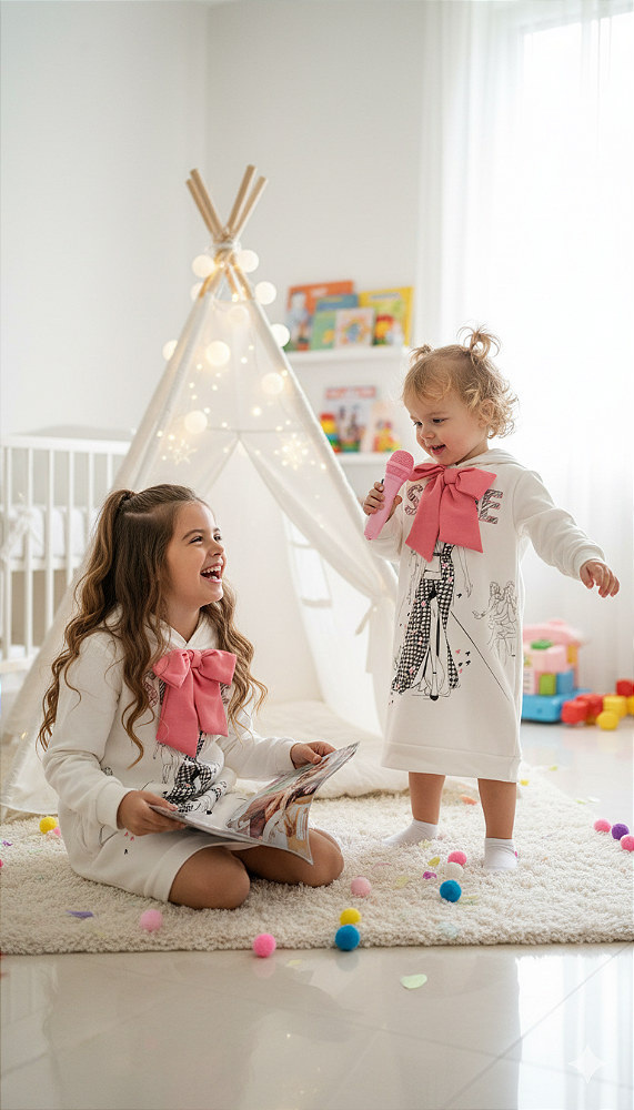 VESTIDO INFANTIL CAMINHO COM LACO ROSA