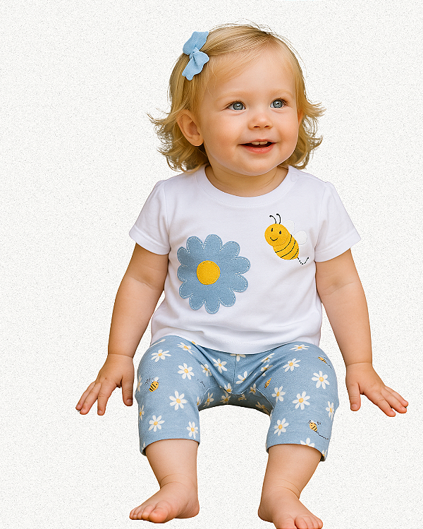CONJUNTO BEBE MARGARIDAS E ABELHINHAS
