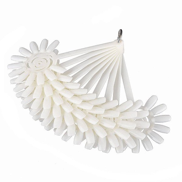 Leque Display amarelo Com 10 Flores Unhas Natural