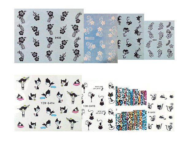 Adesivos de Água Preto, Branco Modelo D02