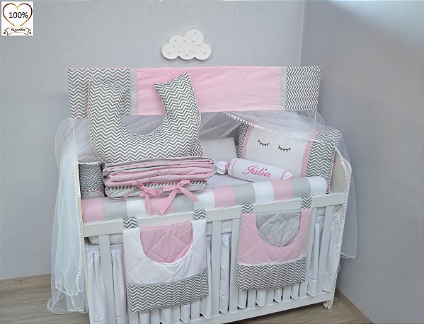 kit berço rolinho sonho menina completo