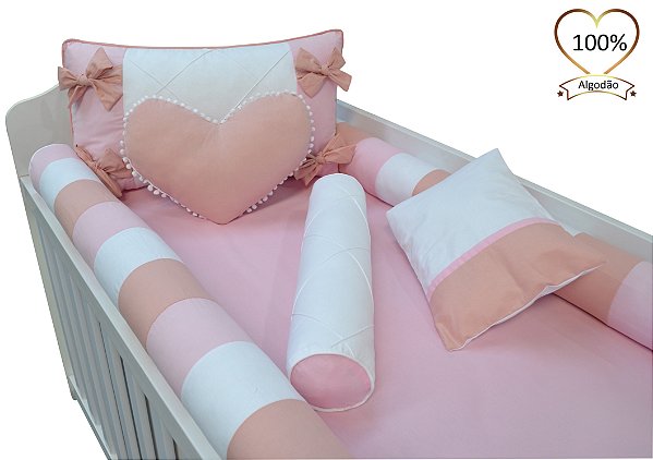 kit berço coração rosa