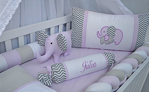 kit berço elefante lilás