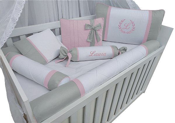 kit berço 100% algodão menina personalizado
