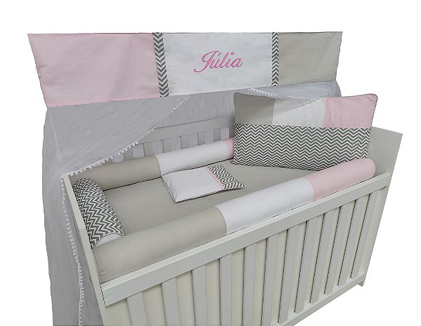kit rolinhos para berço menina 7 peças