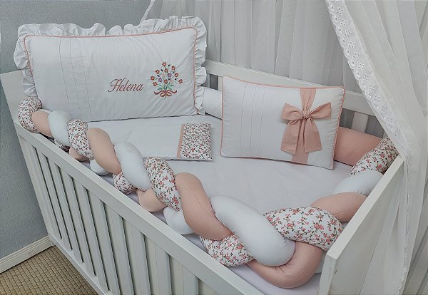 Kit Berço Personalizado Trança Floral Nana Enxoval