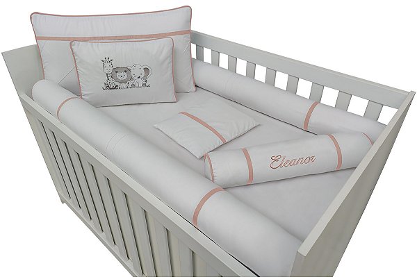 kit protetor para berço menina safari personalizado