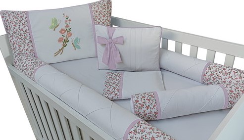 kit berço menina 100 % algodão flor