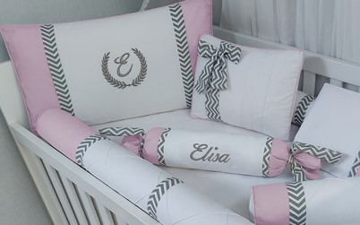 Kit para berço 100% algodão menina personalizado
