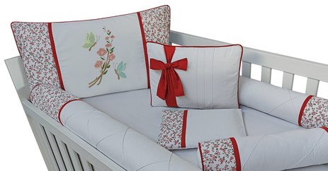 kit berço menina flor vermelho