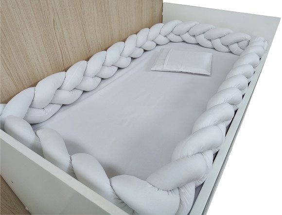 kit berço trança  100 % algodão Branco
