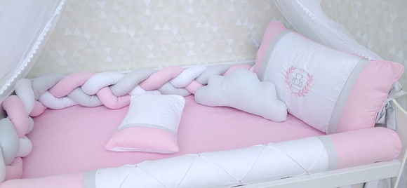Kit para berço 100% algodão menina urso rosa