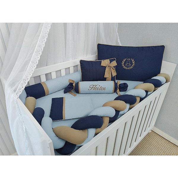 kit berço menino urso marinho e azul