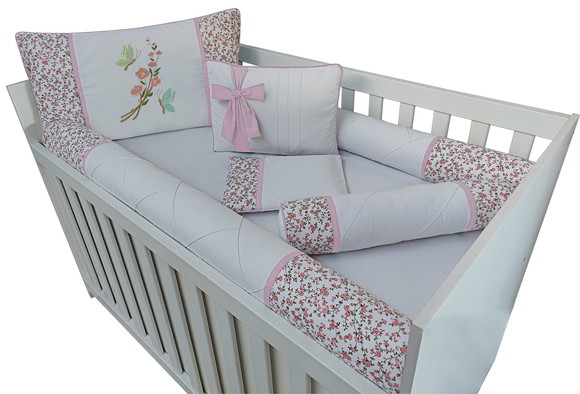 kit berço rolinho menina flor rosa
