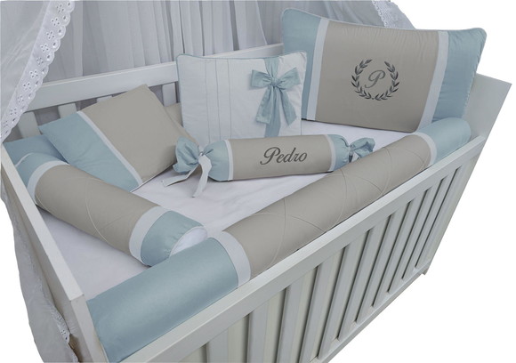kit berço rolinho personalizado menino azul claro