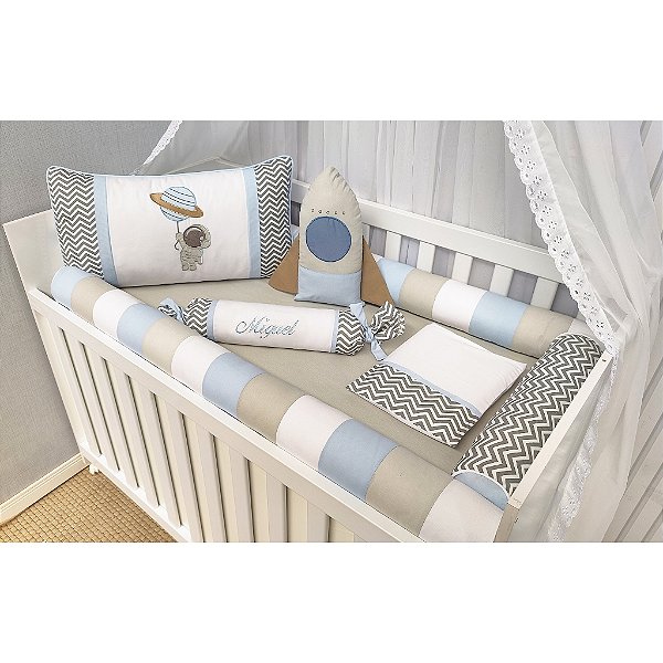 kit berço astronauta azul