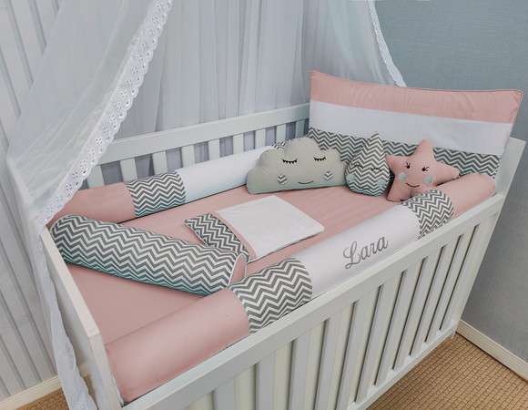 kit berço sonho rose
