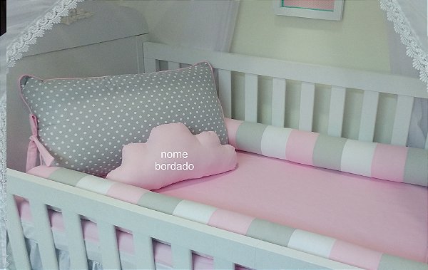 kit berço poa rosa