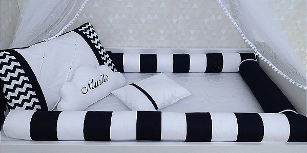 kit berço chevron marinho