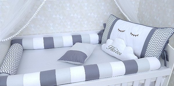 kit berço cinza