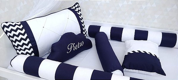kit berço chevron marinho