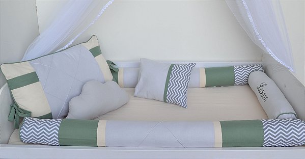 kit berço verde chevron