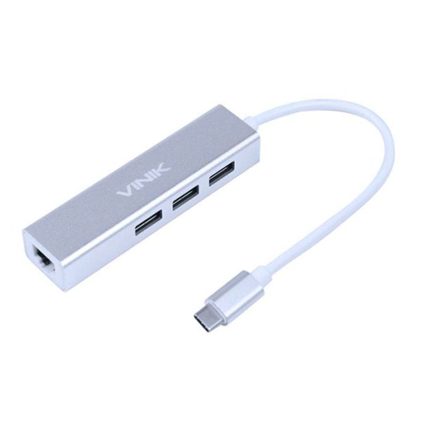 Hub USB tipo C / Type C para 3 USB 3.0 + RJ45 1000 MBPS  HC-4RJ Vinik