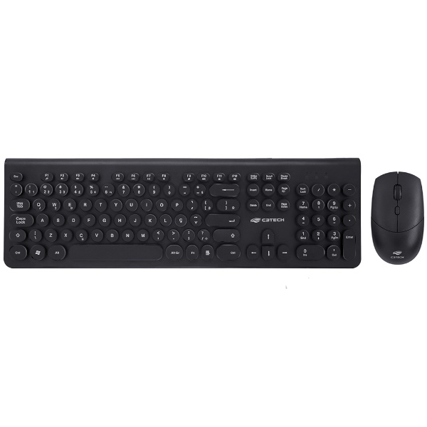 Kit Teclado + Mouse Sem Fio K-W80BK Preto C3Tech